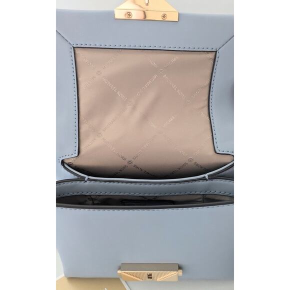 Michael Kors Cece Small Pale Blue Vegan Leather Convertible Flap Crossbody Bag - Picture 12 of 12